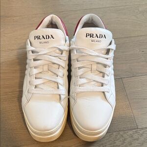Prada White and Red Sneakers